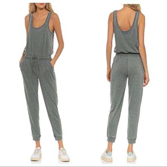 7 For All Mankind Womens Loungewear Jersey Jumpsuit Size M Drawcord Waist - Picture 2 of 11